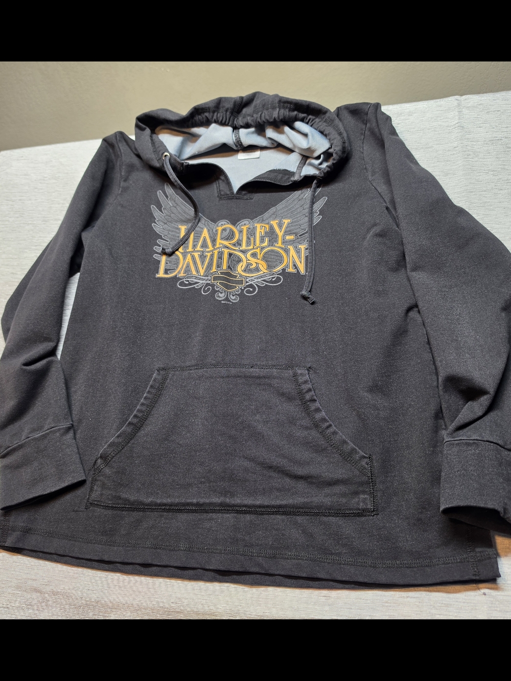 Harley-Davidson Black Crewneck Hoodie with Gold Iowa Big Barn